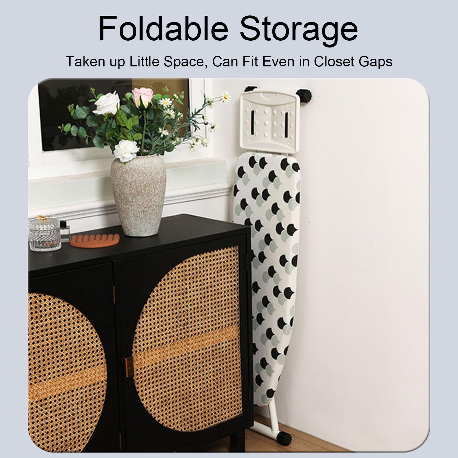 Tabla de Planchar Plegable de Altura Ajustable, Ironing Board de Pie con Soporte para Plancha, Patas Antideslizantes y Soporte para Mangas(Medium)