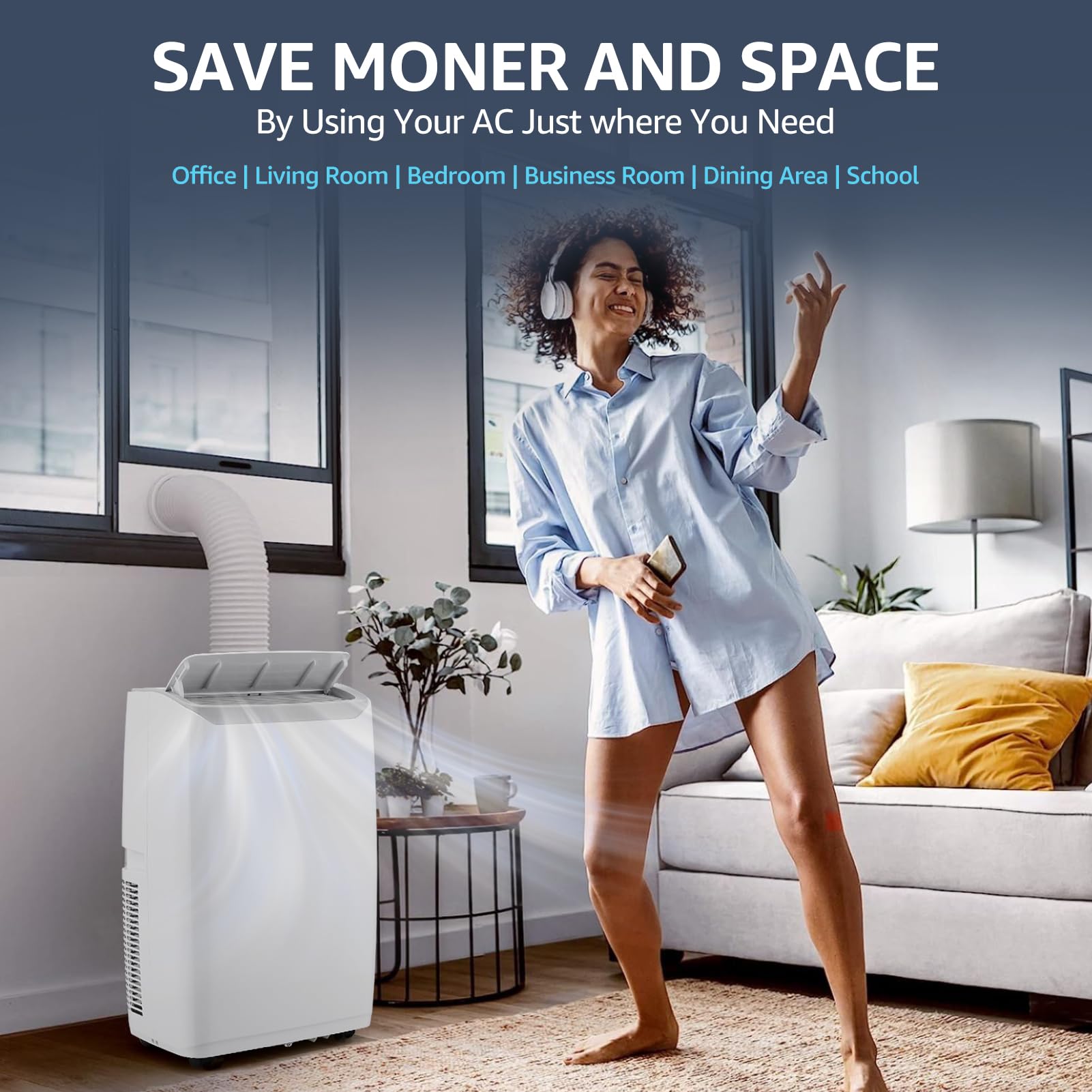 Portable Air Conditioner 14000 BTU Cools Up To 750 3-In-1