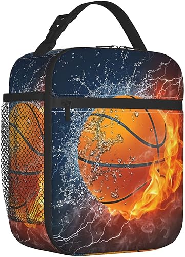 Miniatura 2 de Bolsa de almuerzo con pelota de baloncesto para niños y niñas, reutilizable, aislada, bolsa de almuerzo portátil para niños, escuela, hombres,