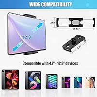 Vista 6 de Tablet Holder for Mic Stand, Adjustable iPad Mic Stand Mount, Tablet Holder with Clamp Mount for Pole Desk Kitchen Cabinet, Compatible with 4.7 to