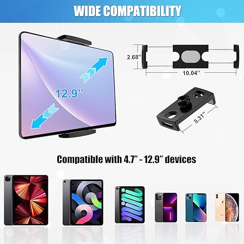 Miniatura 6 de Soporte para tablet para soporte de micrófono, soporte de micrófono ajustable para iPad, soporte para tableta con soporte de abrazadera para