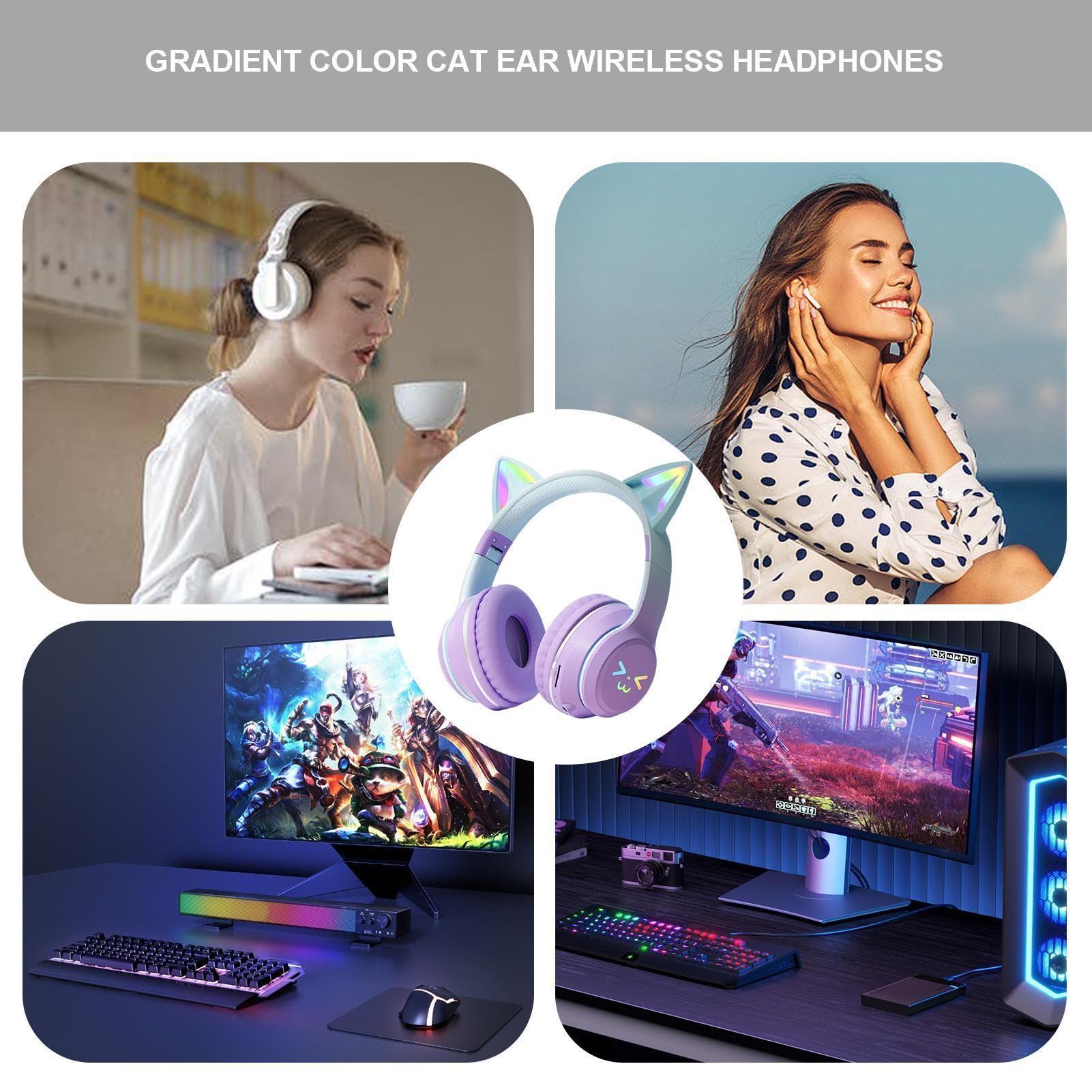 Cat Ear Kopfhörer Kabelloses Mikrofon LED Light-Up