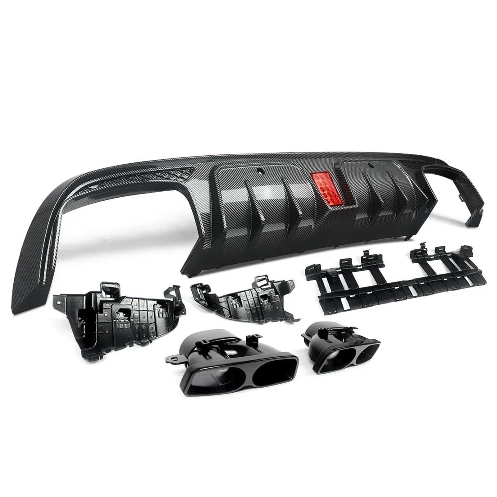 Diffuseur arrière avec embouts look carbone pour Benz W205 4 portes - 7