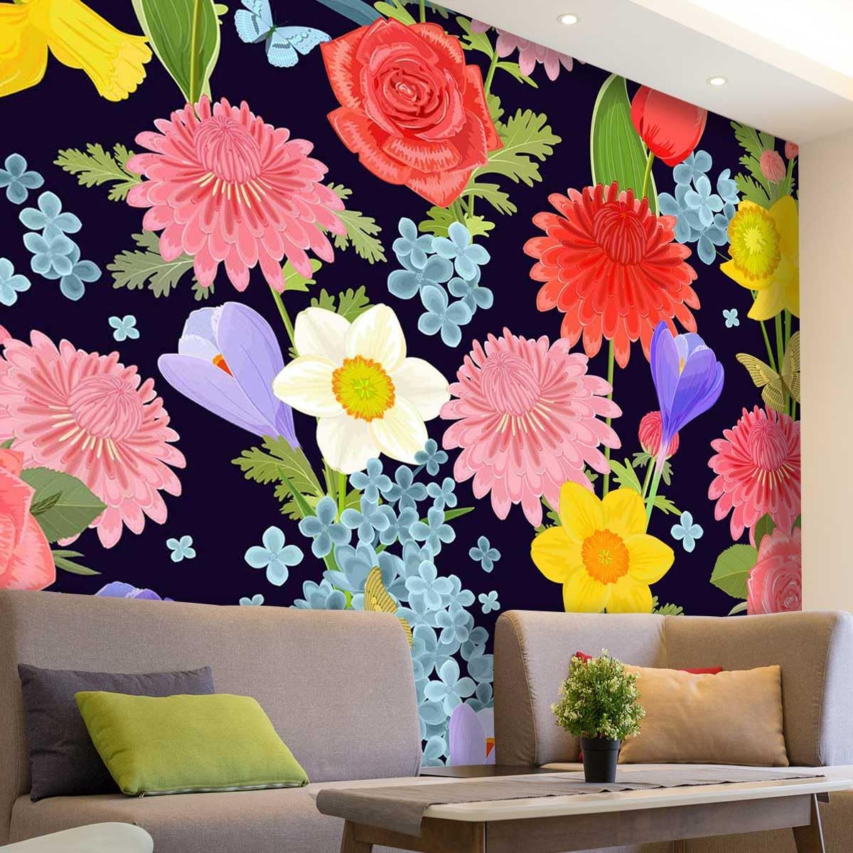 ZYMECH Wallpaper Peel and Stick for Kitchen Floral Retro Vintage Self