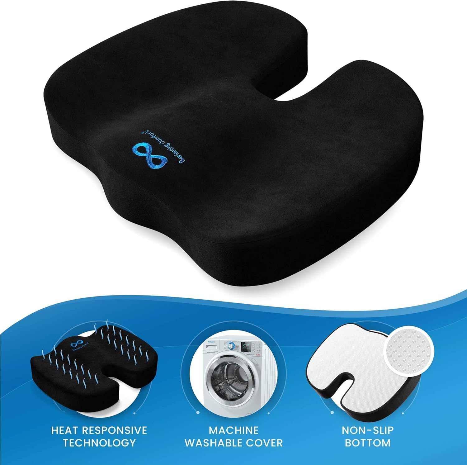 Everlasting Comfort Lumbar Support Pillow for Office Chair and Seat Cushion for Office Chair and Office Foot Rest Under Desk Bundle : Office Products