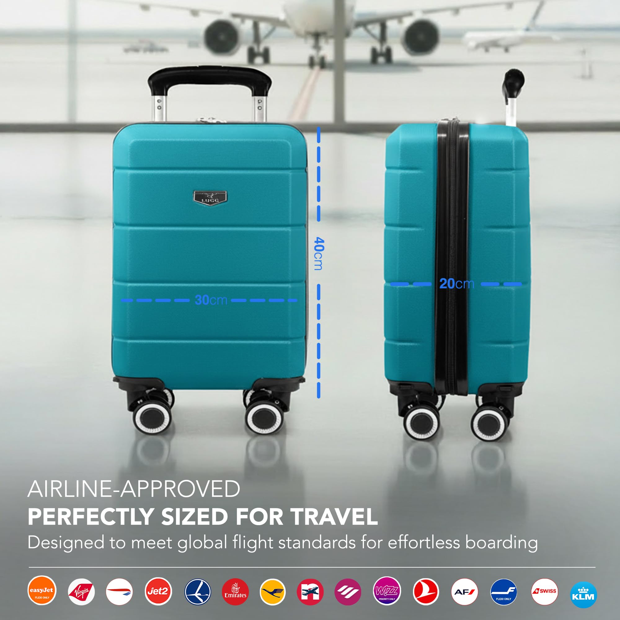 LUGG - Jetset 40cm Suitcase - 40x30x20cm- Ryanair Compatible - Underseat Size - Hard Shell ABS - Spinner & Removable Wheels - Lightweight Travel Luggage- Cream/Brown — view 268
