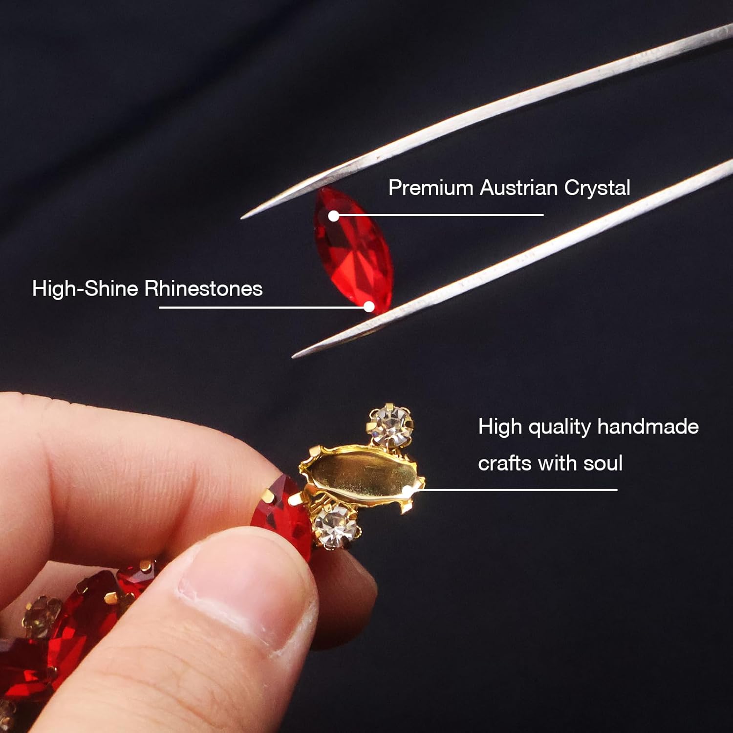 PEARLY JUN 3 Yards Red Rhinestone Chain Trim Rhinestone Trim Chain Crystal Applique Strips DIY Jewelry for Wedding Party Bracelets Craft Bridal Bouquets Embellishment Accessories