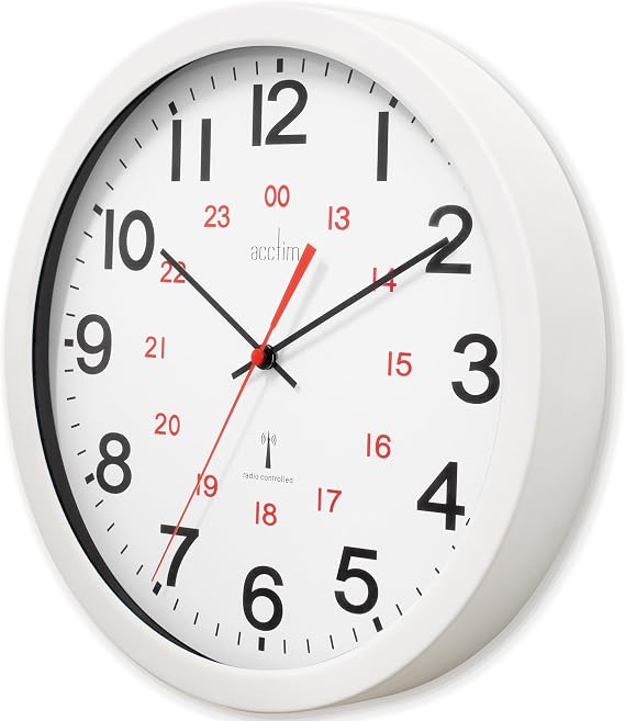 Acctim Wall Clock Radio Controlled 30cm White 74172, 30cm x 30 cm