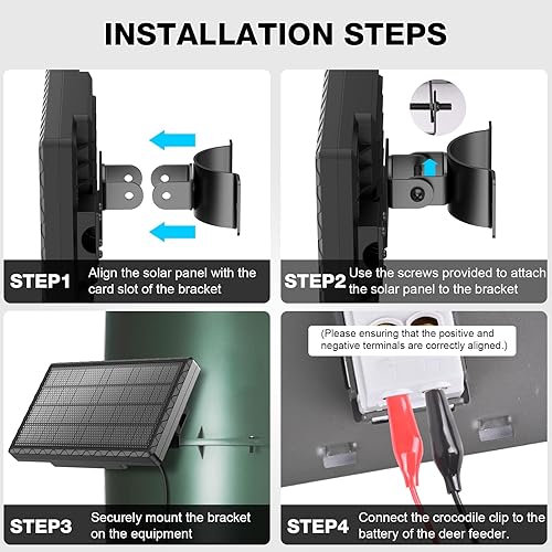 Miniatura 3 de Panel solar para comedero de ciervos, panel solar de 12 V 1.98 W, impermeable IP65, cargador de batería de 12 voltios con soporte de montaje y clip