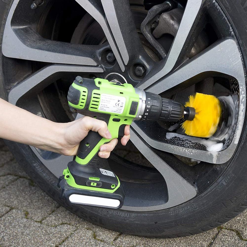 Set 9 Spazzole Per Avvitatore - Per Pulizia Cerchioni, Auto, Tappezzeria, Compatibile Con Bosch, Makita - Foto 3