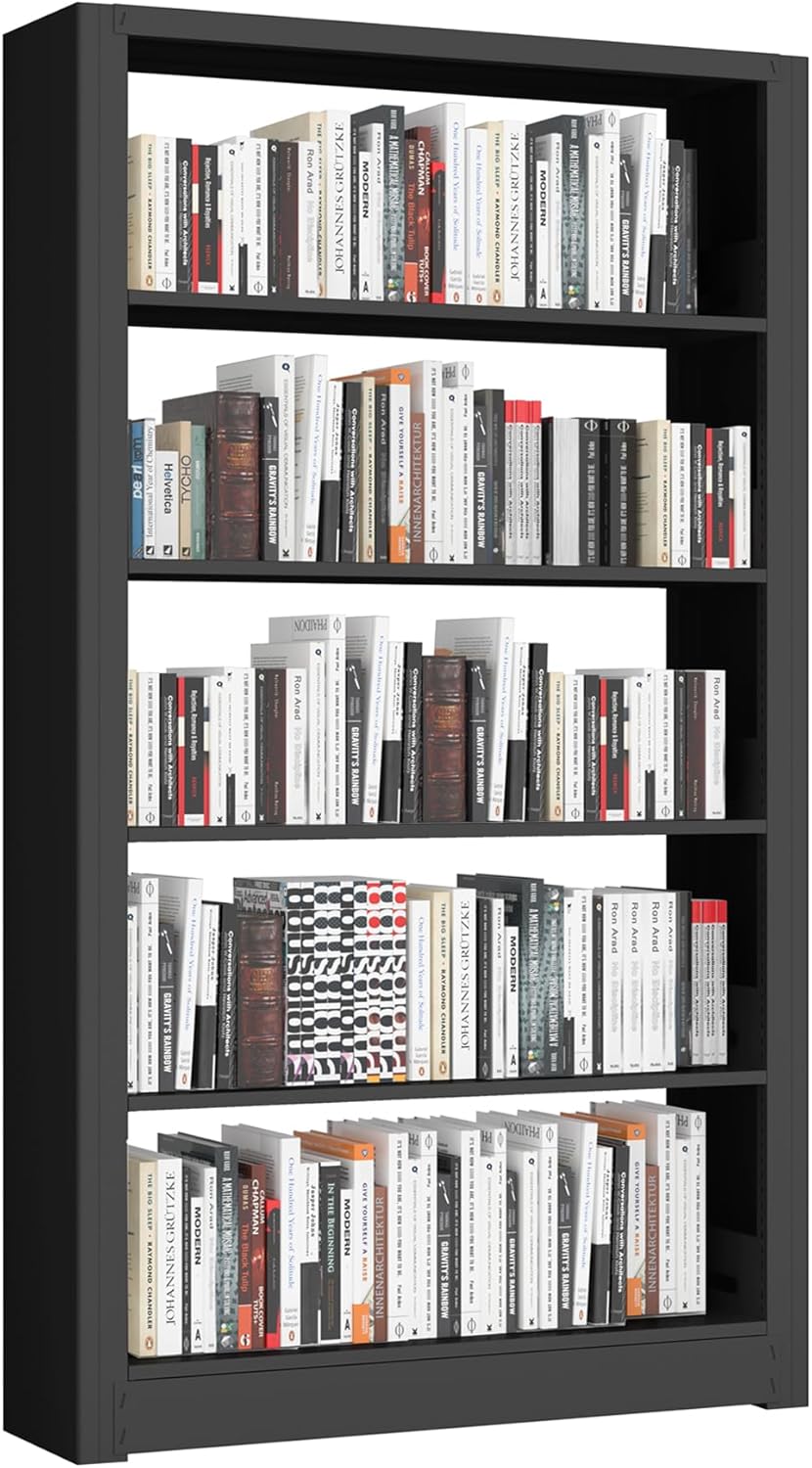 Bookshelf,6-Tier Adjustable Steel Book Shelf,61" H Heavy Duty Metal Bookcase for Home/Office/Garage,White Shelf (White, 61" Tall)