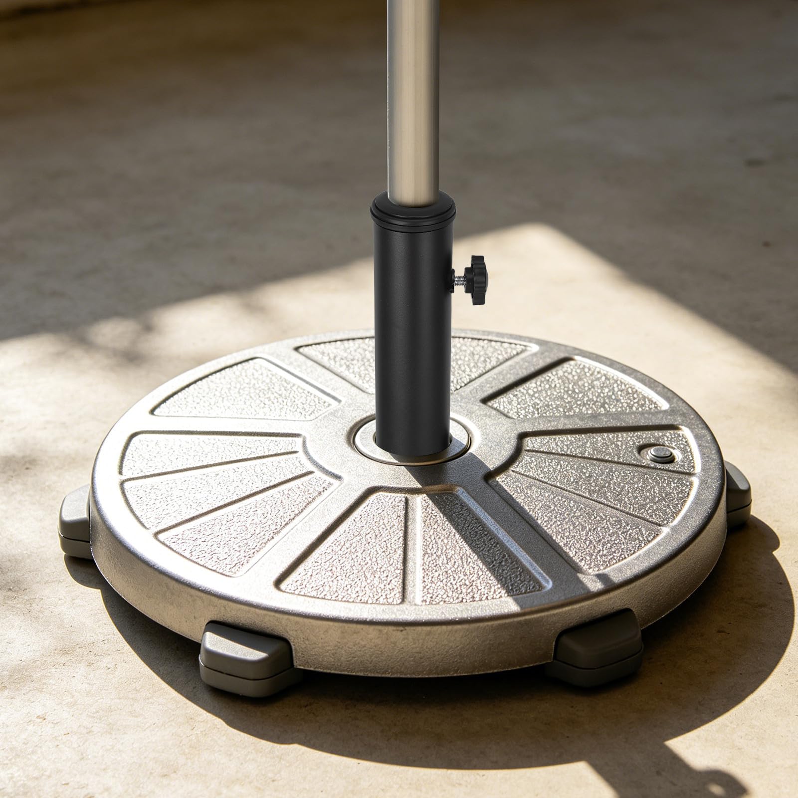 Schirmständer 1 Satz mit Stabiler Struktur aus Edelstahl und ABS und maximaler Windbeständigkeit Fester Regenschirmhalter modularer in Schwarz für Garten und Terrasse