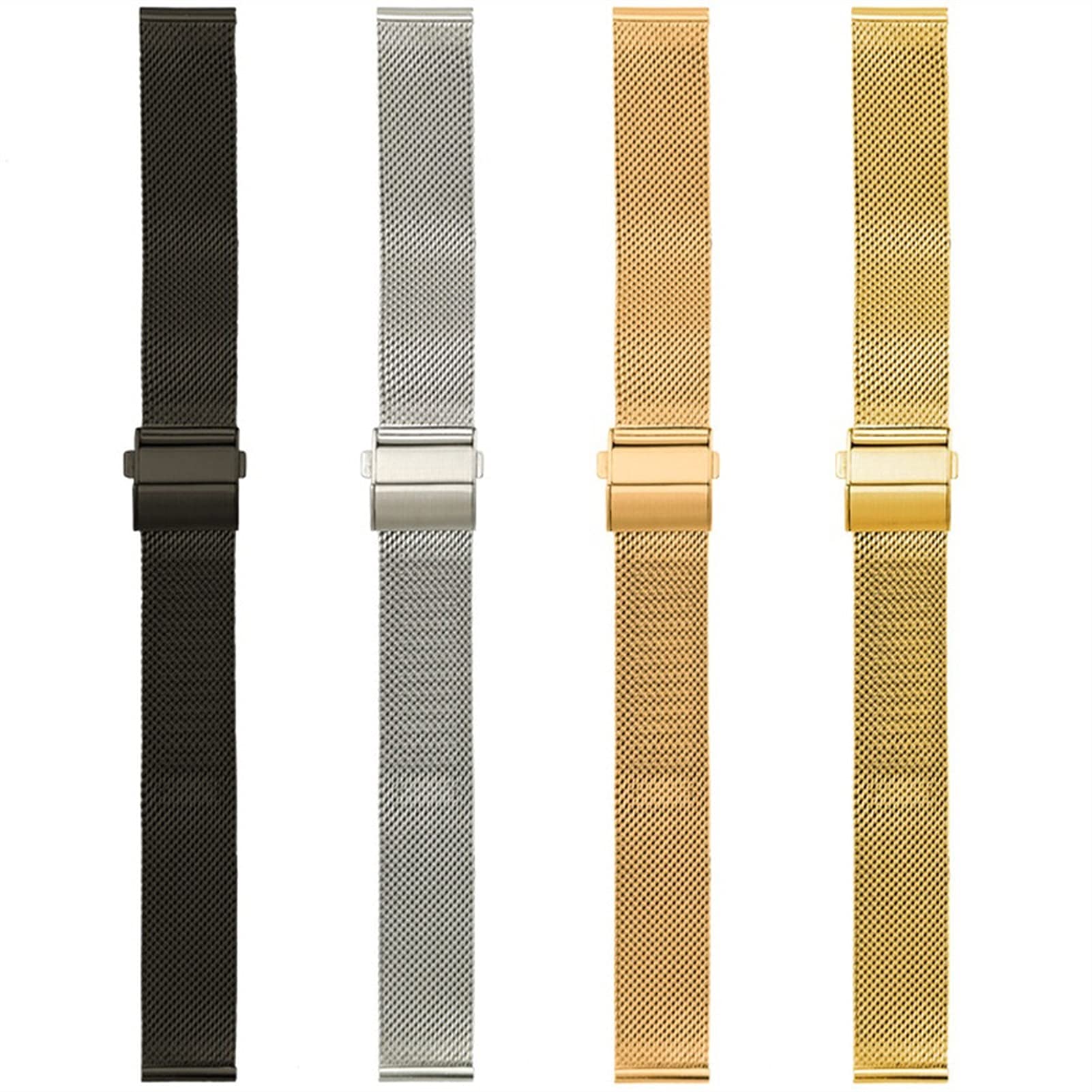 EKSED Uhrenarmband 16 mm 18 mm 20 mm 22 mm Armband Edelstahl geflochtenes Armband Schnellverschluss-Universalarmband / 18 mm/Silber