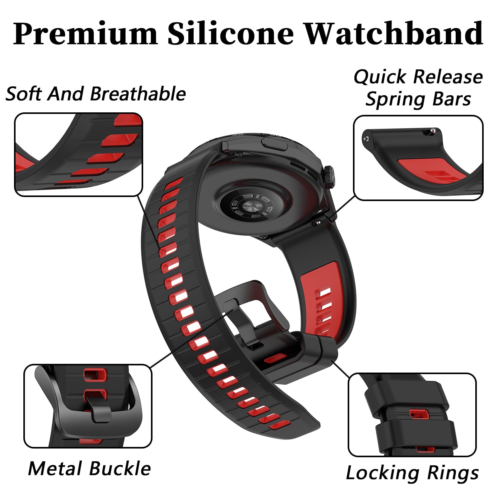 20mm Silicone Cinturino per Samsung Galaxy Watch 7/6/5/4/Garmin Active 6/5/Forerunner 570 42mm/165/Approach S50,Cinturini di Ricambio per Amazfit Active2/Amazfit GTS 4 mini/Watch GT 3/2 42mm