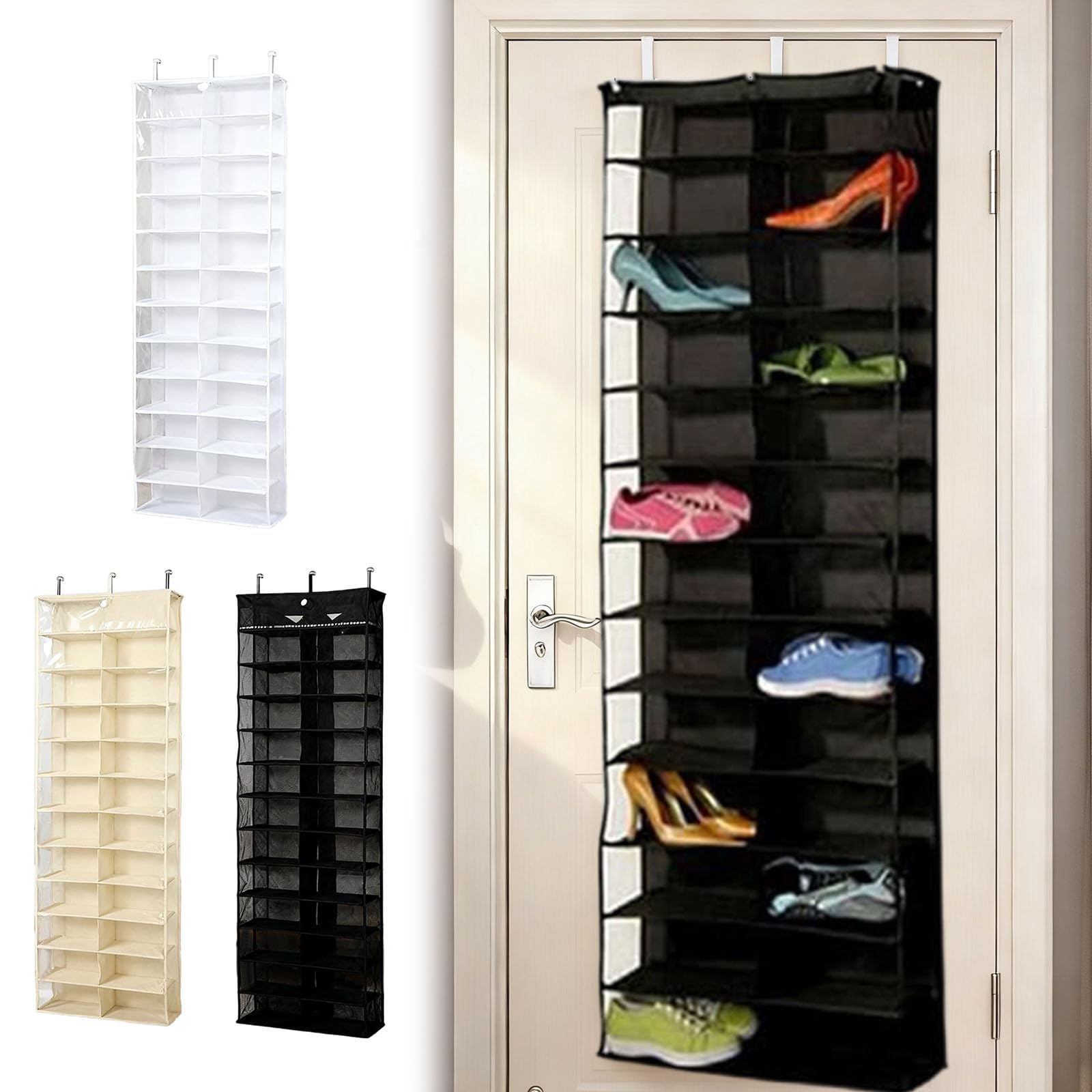 Organizador de almacenamiento para puerta colgante, 26 bolsillos transparentes, soporte plegable grande para zapatos, sudaderas y ropa, solución de organización del hogar, 160 x 56 cm