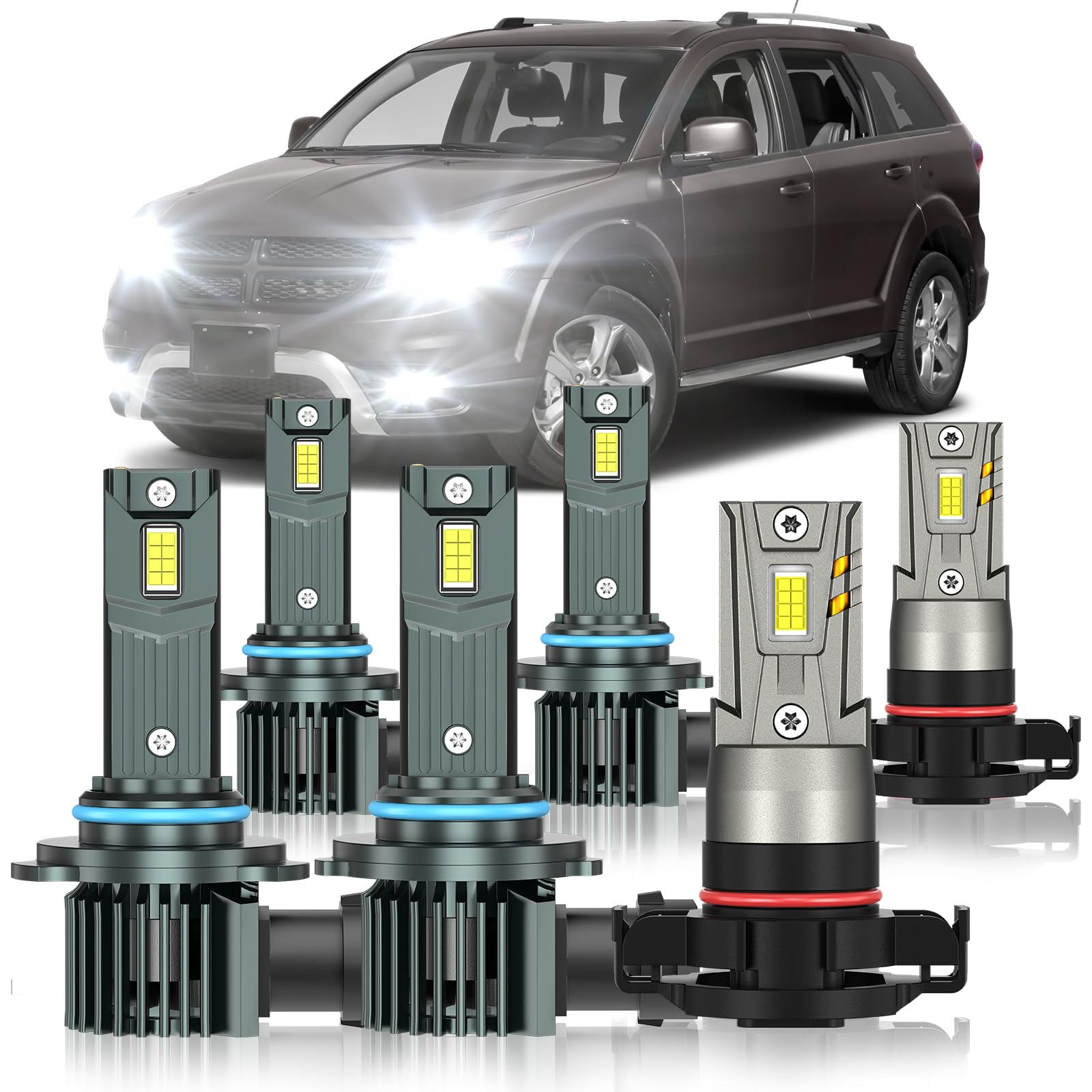 Photo 1 of ZSTOPCL Compatible with Dodge Journey 2010-2019 Fog Bulbs, High&Low Beam Fog Light Bulbs Combo, 800% Super Bright 6000K Cool White, Plug and Play, Pack of 6