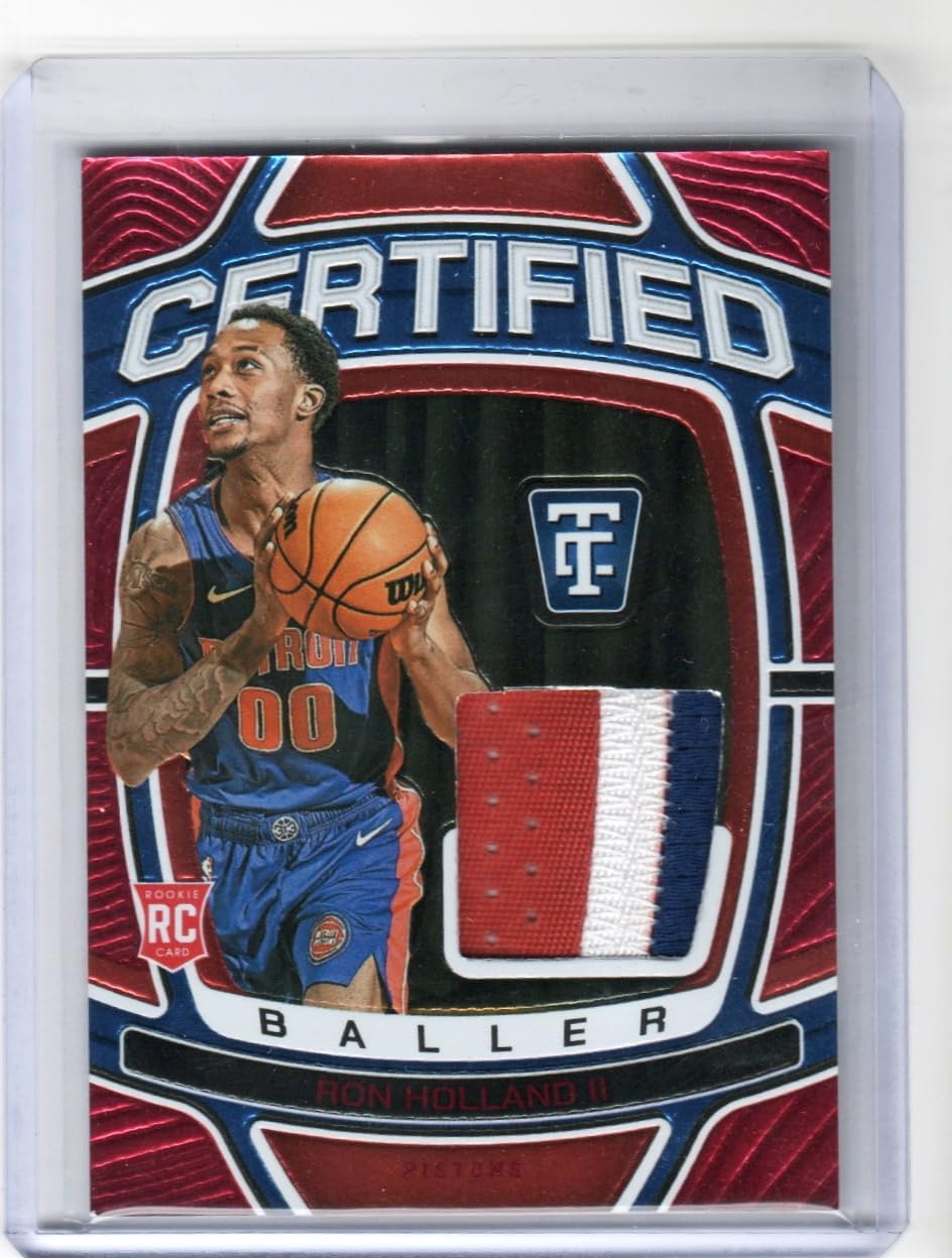 Ron Holland Certified Baller Serial Numbered 68/75 Game Used Jersey Relic Memorablia Special Insert Collectible Basketball Card - 2025 Totally Certified Basketball Card #CB-RNH (Pistons)