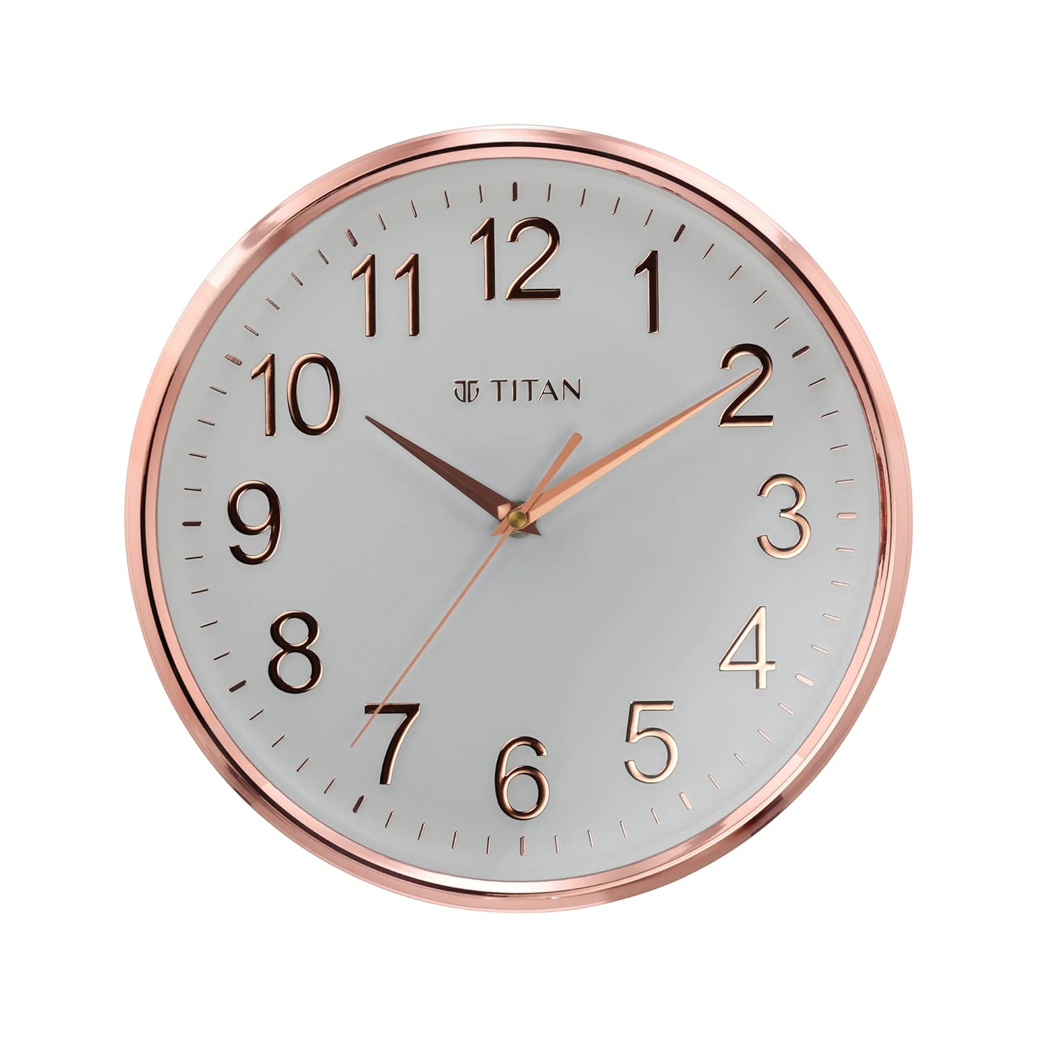 Titan Contemporary Rose Gold Metallic Finish Wall Clock With Silent