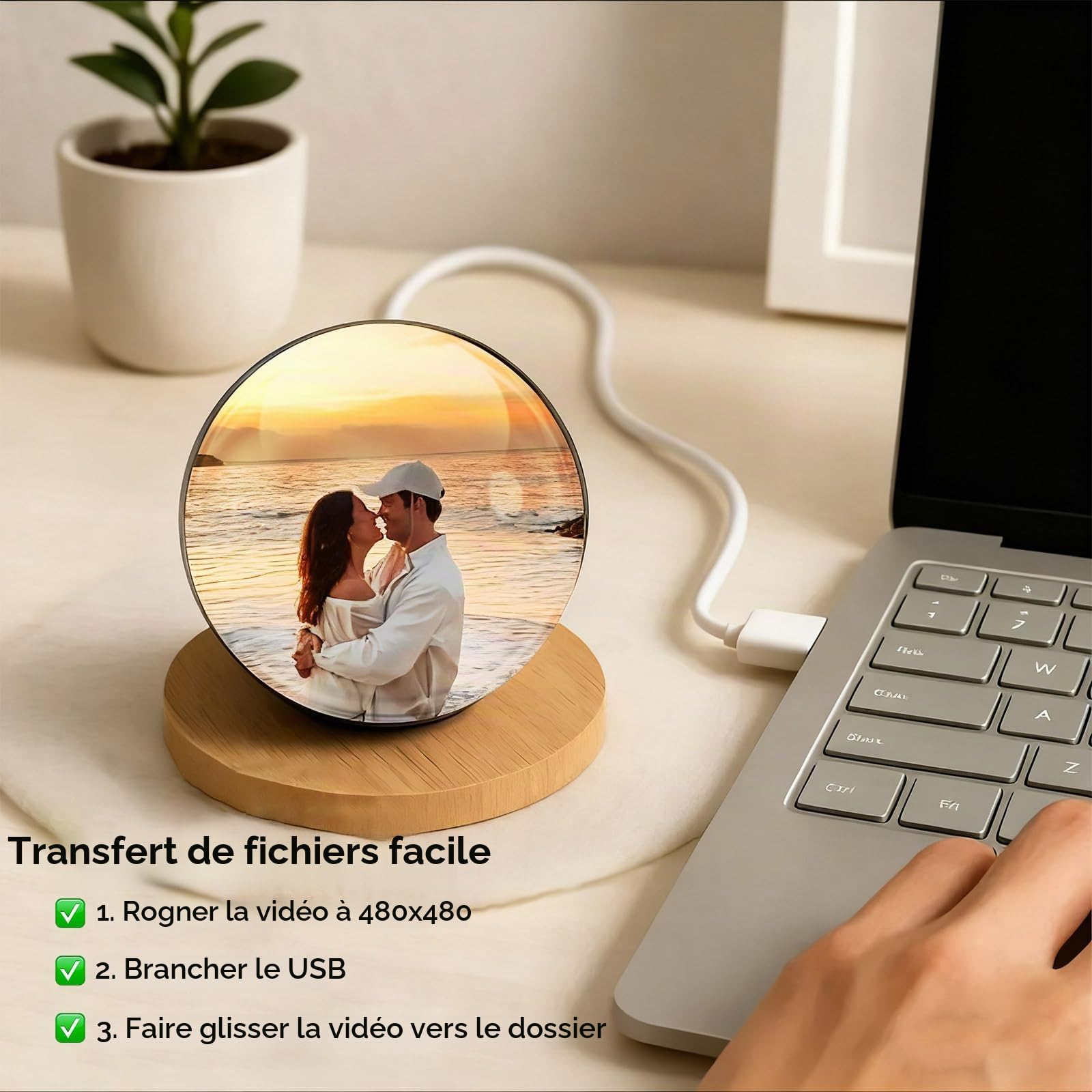 SOUFEEL 70mm Memory Orb, Lecteur Vidéo Boule de Cristal, Lampe Sphère à Mémoire de Forme de Boule de Cristal, Vidéos et Photos Téléchargeables, Cadeau Créatif 3D pour Anniversaire, Noël