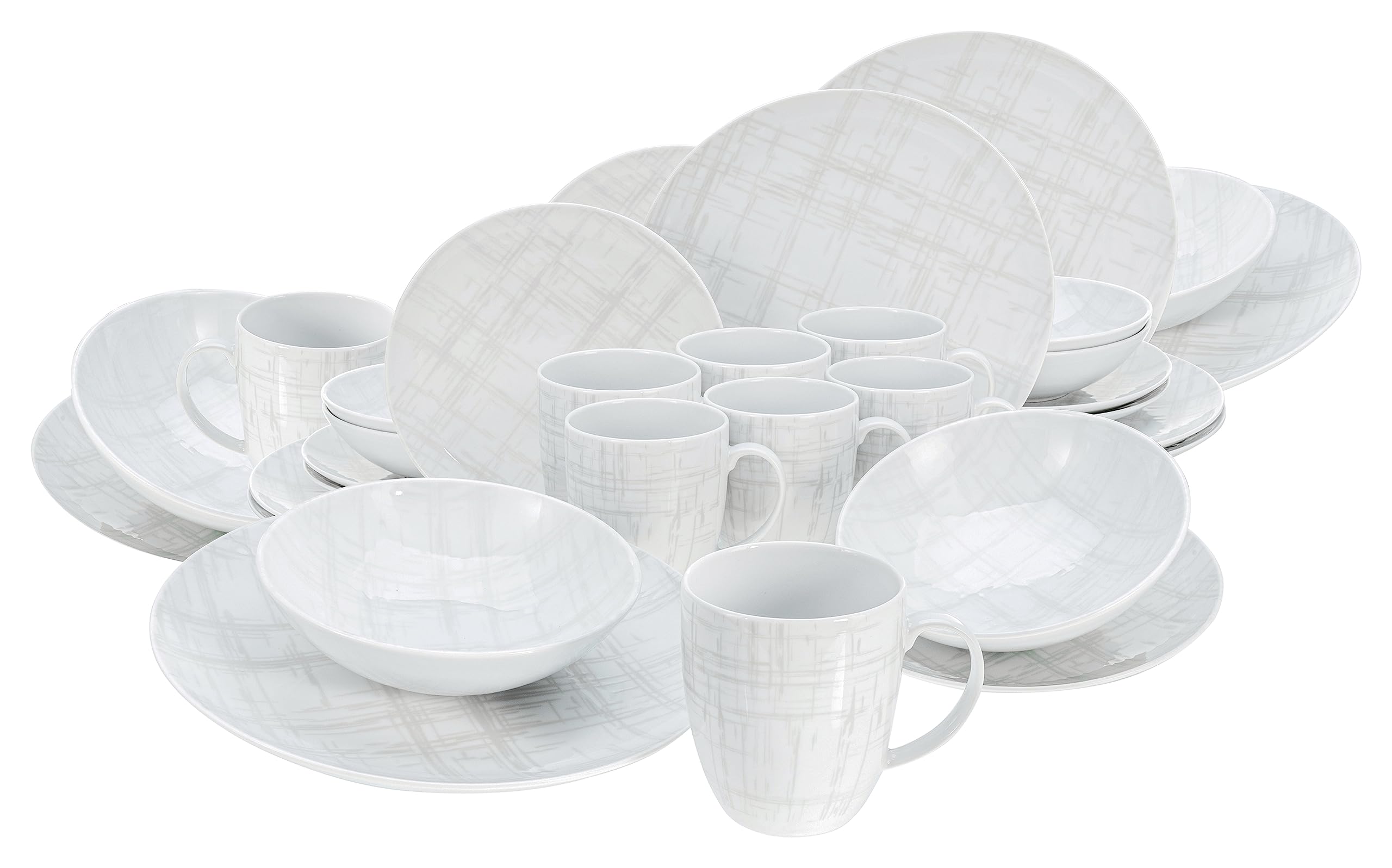 CreaTable, 25798, Serie Shabby Chic, 32-teiliges Geschirrset, Kombiservice aus Porzellan, spülmaschinen- und mikrowellengeeignet, Made in Europe