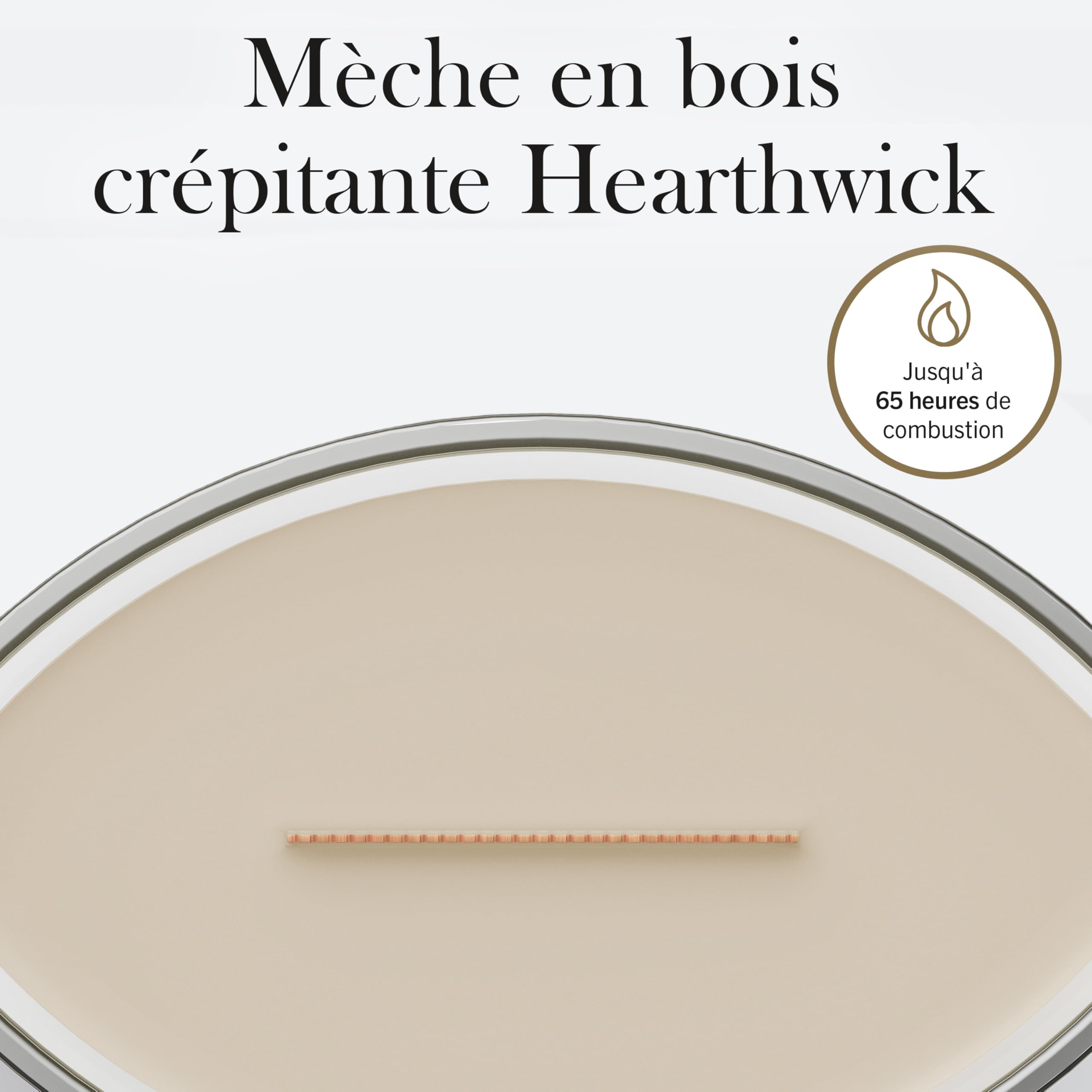 WoodWick Bougie parfumée avec mèche crépitante | Bougie Ellipse Patchouli Crème | Bougies à combustion longue : Jusqu’à50pk heures de combustion | Le cadeau parfait pour les femmes