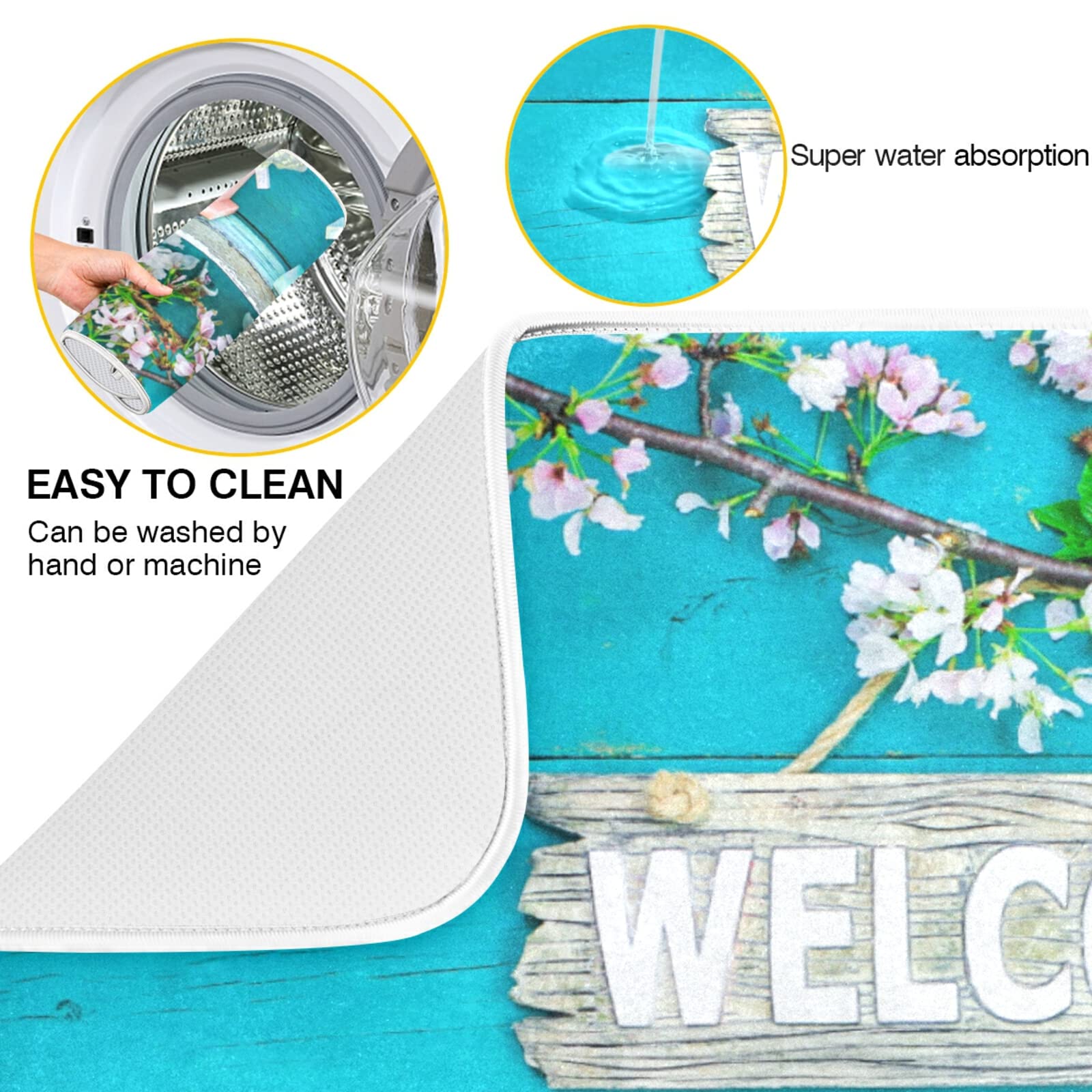 Absorbent Dish Drying Mat for Kitchen Counter - Label on Wooden Board Microfiber Drying Pad, Reversible Drainer Mats for Countertop, Small 16 x 18 inch