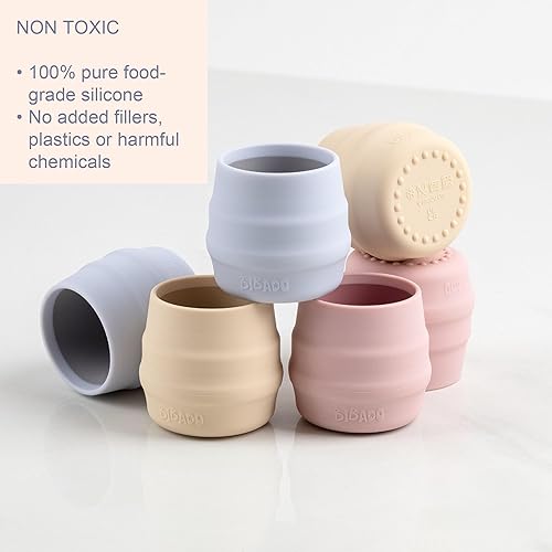 Miniatura 4 de BIBaDO - Vaso de silicona para bebé, cervatillo (paquete de 2) - Copas de silicona de entrenamiento abiertas - Agarre suave, antideslizante, base