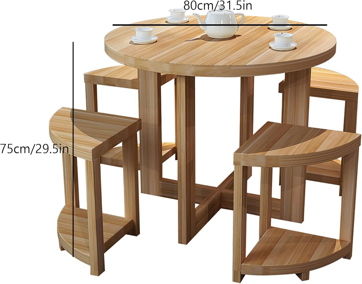 Solid Wood Dining Table and Chair Set for Office Meeting Room Reception Home Living Balcony Leisure Area