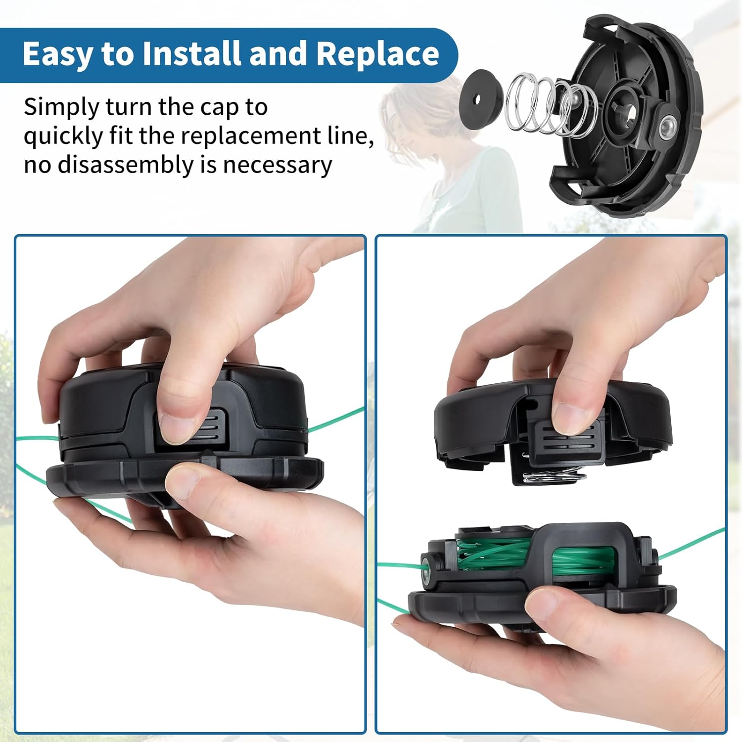 DWO1DT995 Replacement Trimmer Head with Gloves, Compatible with De Walt DCST920 DCST922 DCST925 DCST970 DCST990 DCST991 Cordless String Trimmer, Replacement Trimmer Spool Line 0.080" 20Ft