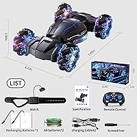 Vista 7 de Auto de control remoto 4WD para niños, autos RC de deriva con detección de gestos de 2.4 GHz, auto de acrobacias RC todoterreno controlado a mano