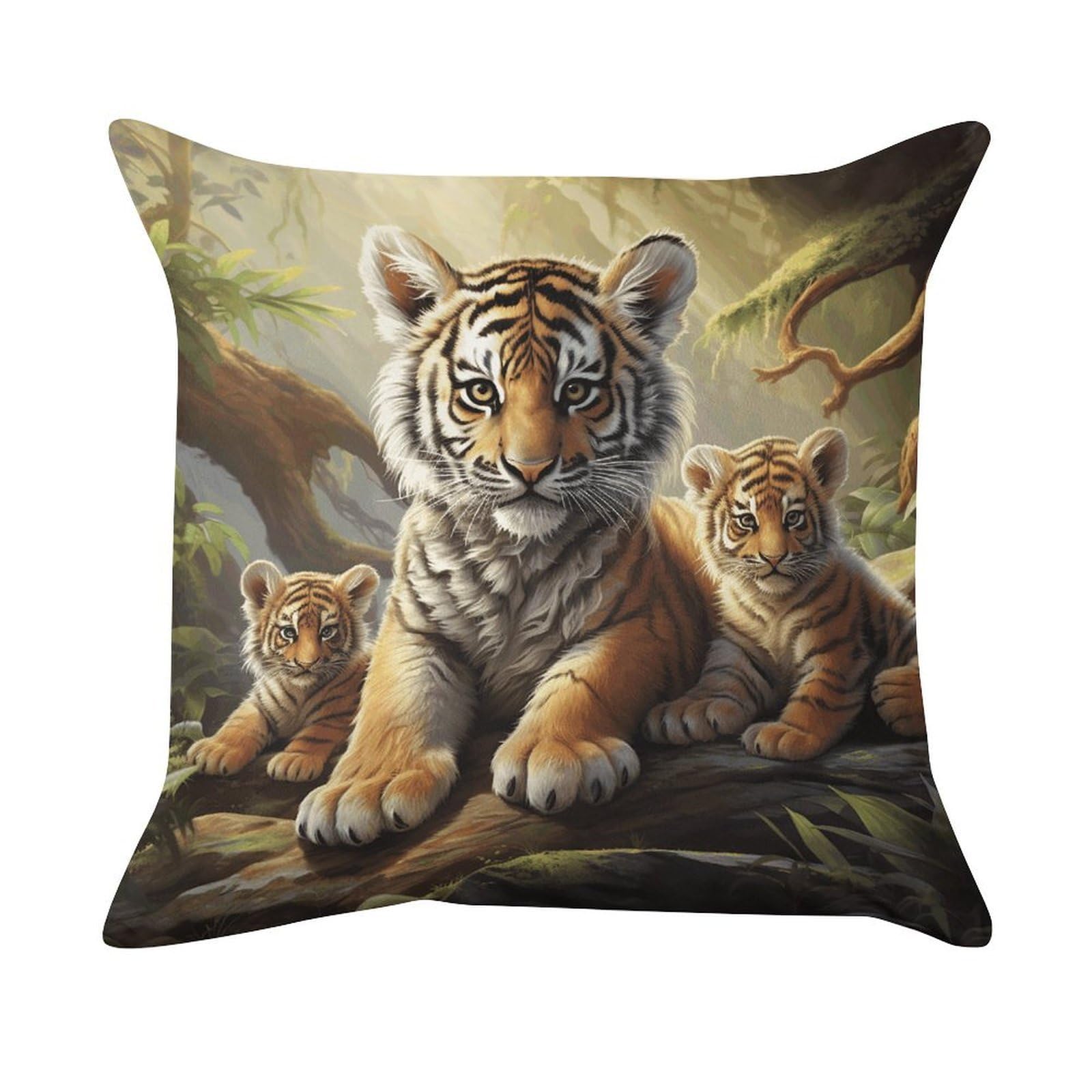 VstaDank Jungle Tigers Cub Pillow Covers Super Soft Pillow Cases Square Throw Pillowcase Decorative Luxury Cushion Cases Velvet Lumbar Pillow Shells with Zipper for All Seasons