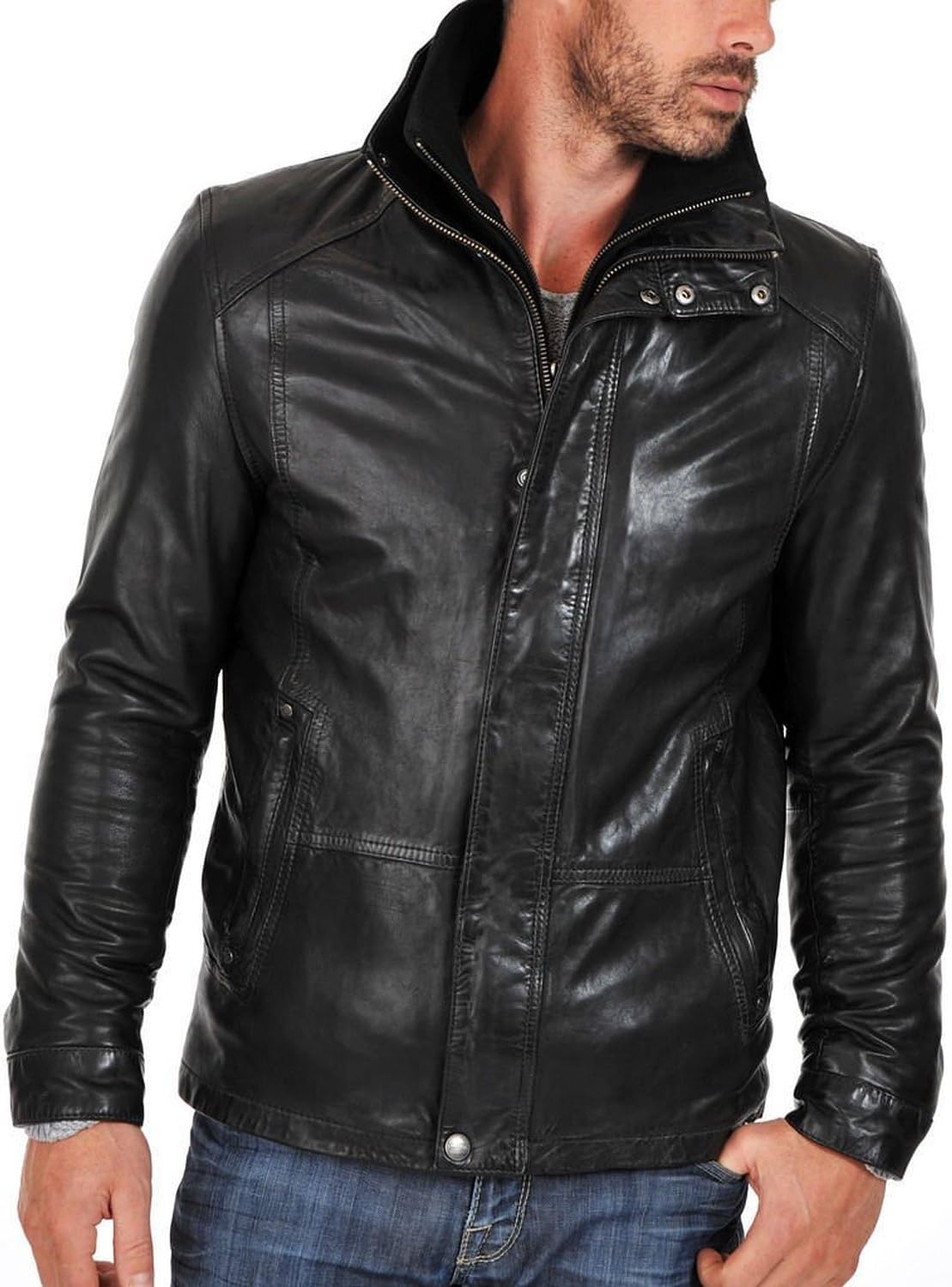 Laverapelle Men's Black Genuine Lambskin Leather Jacket - 5105