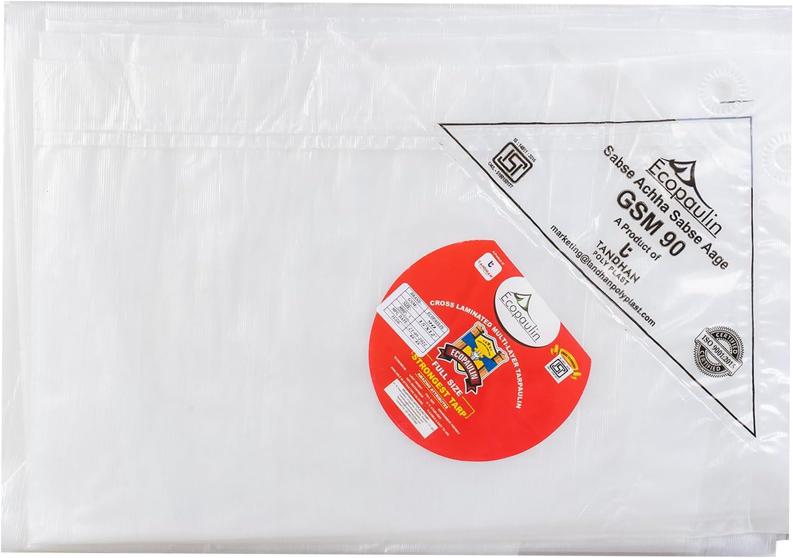 TANDHAN Ecopaulin Cross Laminated Multilayer Eco-Friendly Tarpaulin Sheet Waterproof Tirpal Heavy Duty 18 X 12 Ft Poly Tadpatri - Multipurpose 150 GSM Plastic Cover Tharpai, Thadika, Tarp (Silver)