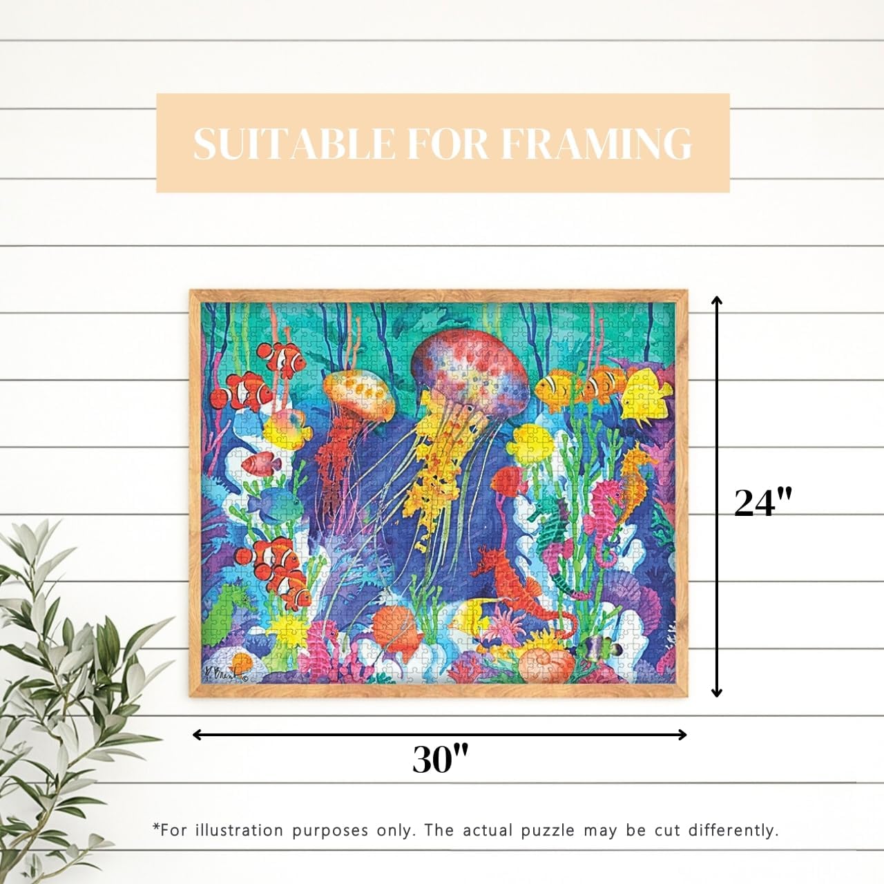 Heritage Puzzle Jellyfish Lagoon - 1000 Piece Jigsaw Puzzle by Paul Brent - Size 30" x 24" - Bright and Colorful Tropical Fish and Jellyfish Scene - Perfect for Family Entertainment - Made in USA
