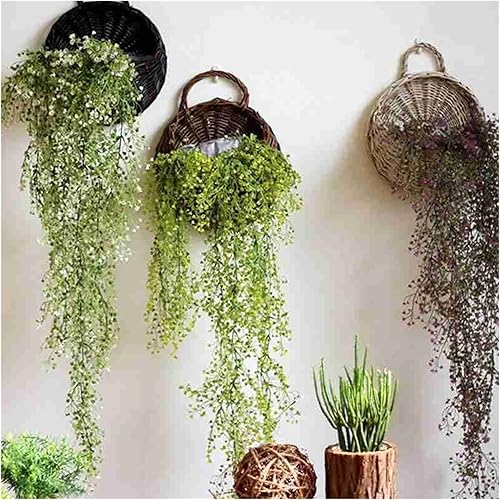 Miniatura 5 de JSJJAWD Flower Pot Garden Wall-Mounted Flower Basket Large Size Handmade Hanging Rustic Flower Pot Nest Basket Wicker Rattan Birds Flower (Color :