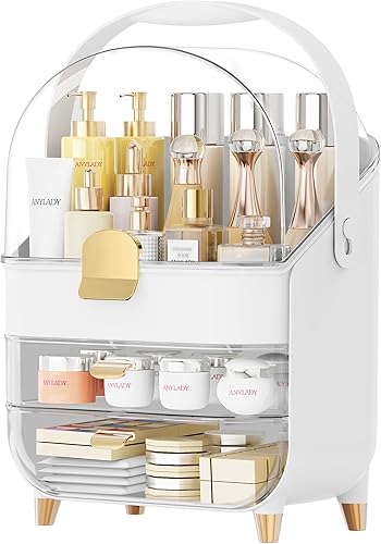 Miniatura 8 de Organizador de maquillaje, soporte para cuidado de la piel, organizador de mostrador de baño, caja de almacenamiento para cosméticos, regalos para