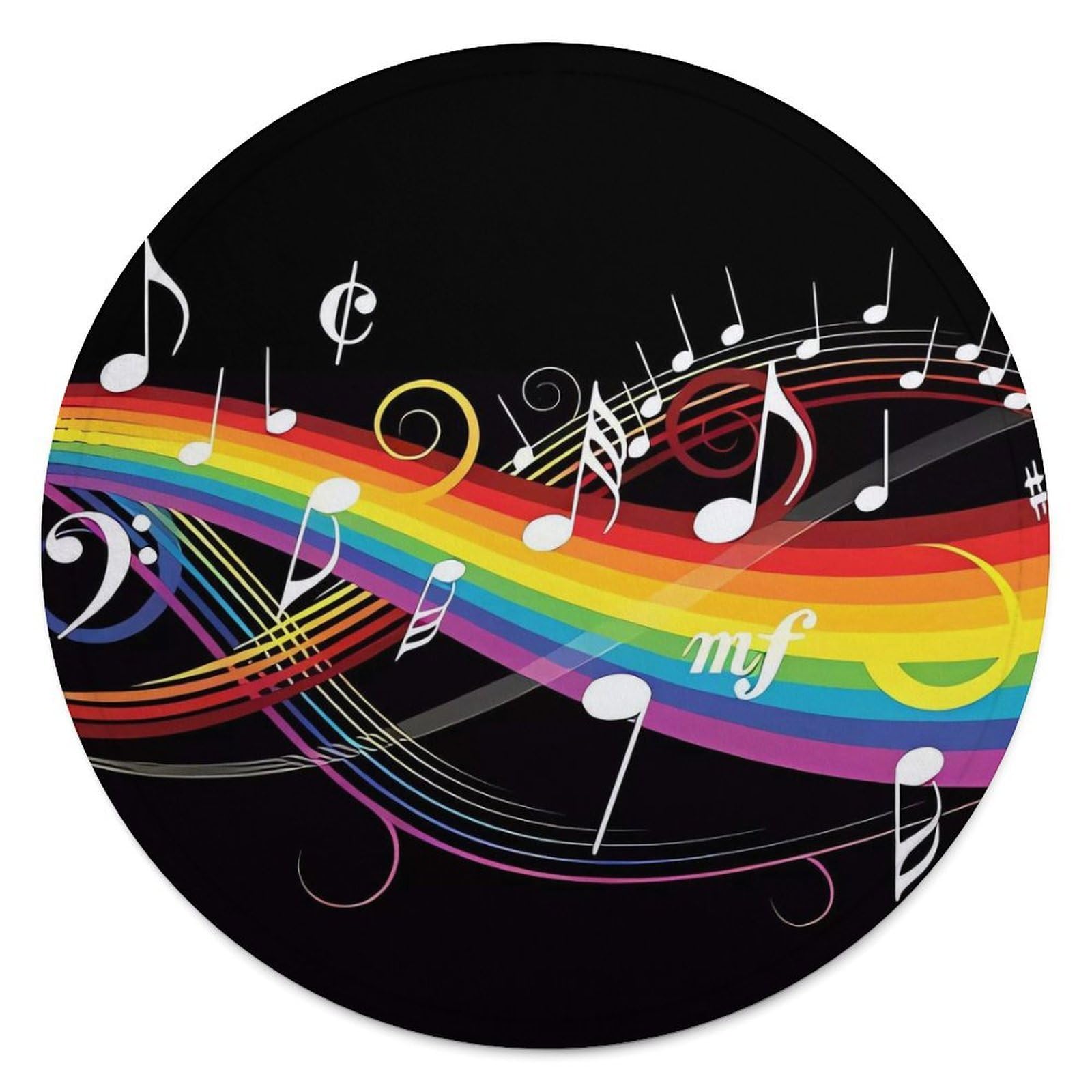 Couverture ronde flanelle notes de musique arc-en-ciel plaid canapé 140cm