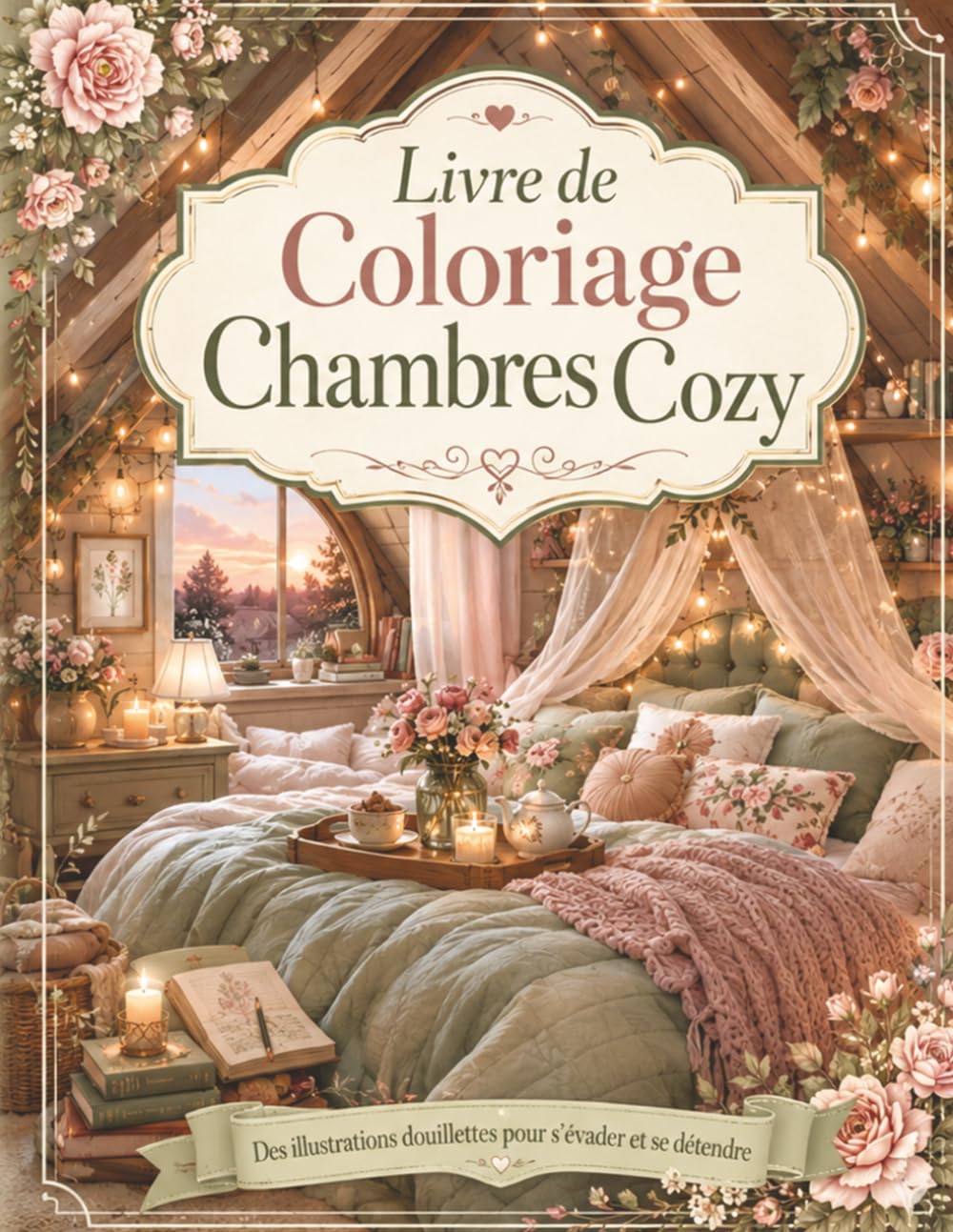 Livre de Coloriage Chambres Cozy: Intérieurs chaleureux à colorier, déco maison, coins lecture, ambiance hygge et dessins relaxants grand format