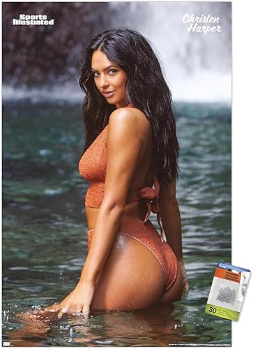 Trends International Sports Illustrated Swimsuit Edition - Póster de pared Christen Harper 23, 22.375 x 34 pulgadas, paquete de póster premium y
