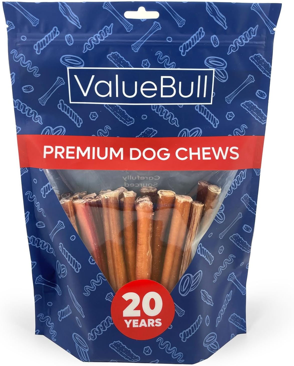 Bully Sticks for Dogs, Thick 6 Inch, 25 Count - All Natural, Grass Fed, Single Ingredient, Long Lasting Dog Treats
