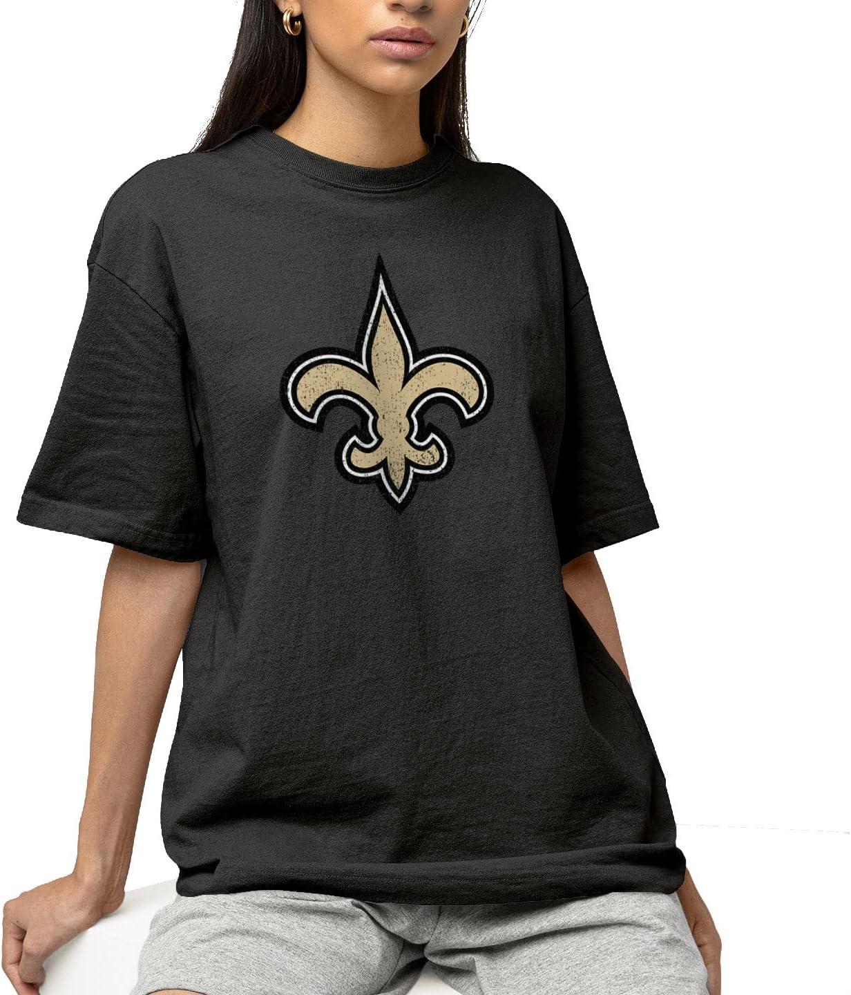 Hybrid Sports NFL - New Orleans Saints - Distressed Team Logo - Men's and Women's Short Sleeve T-Shirt - Size X-Large New Orleans Saints - Black - Image 2