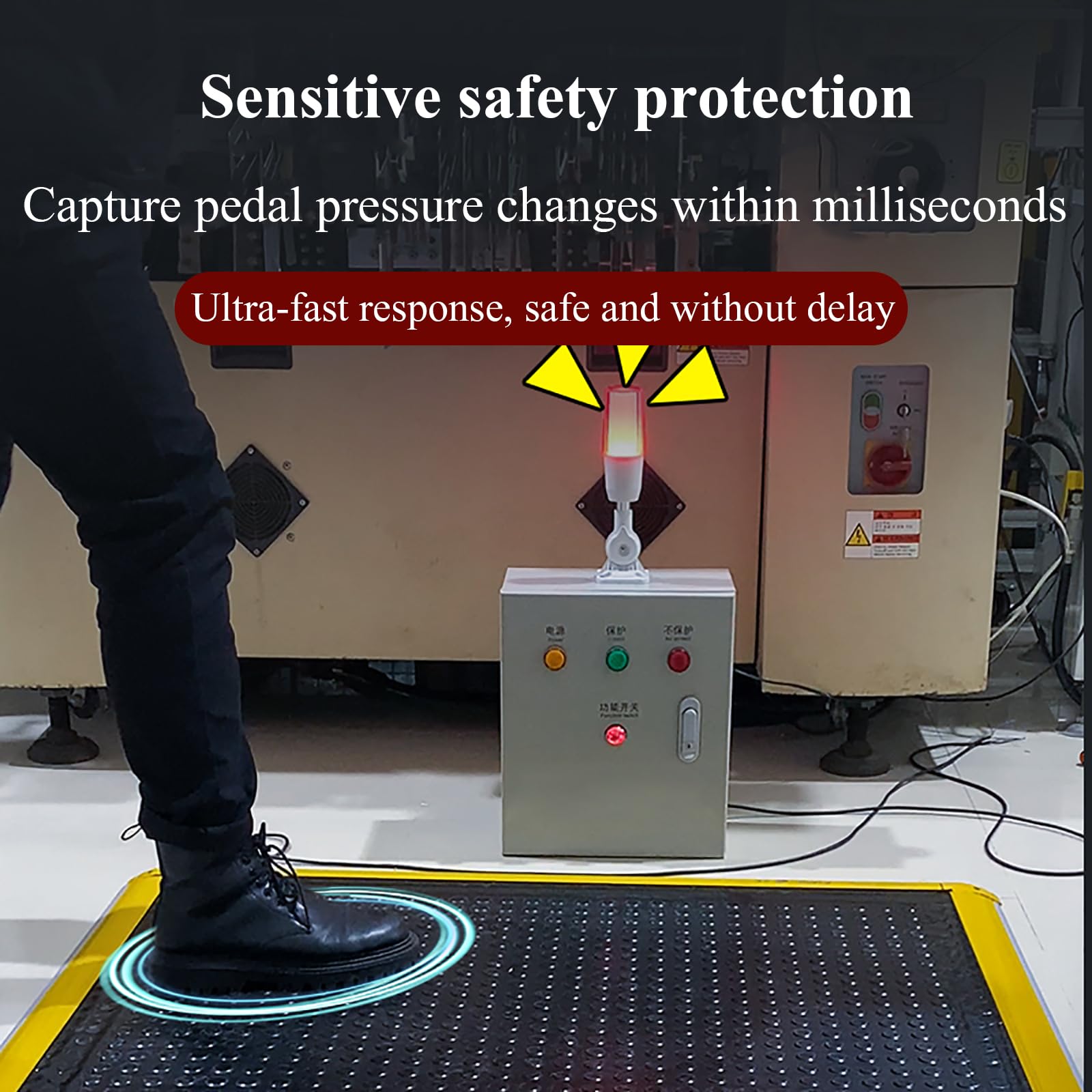 Alfombra De Seguridad Industrial, Alfombra De Alarma De Presión De Señal con Sensor Sensible a La Presión, Sensor De Gravedad, Adecuada para Entornos Industriales Complejos Y Hostiles.