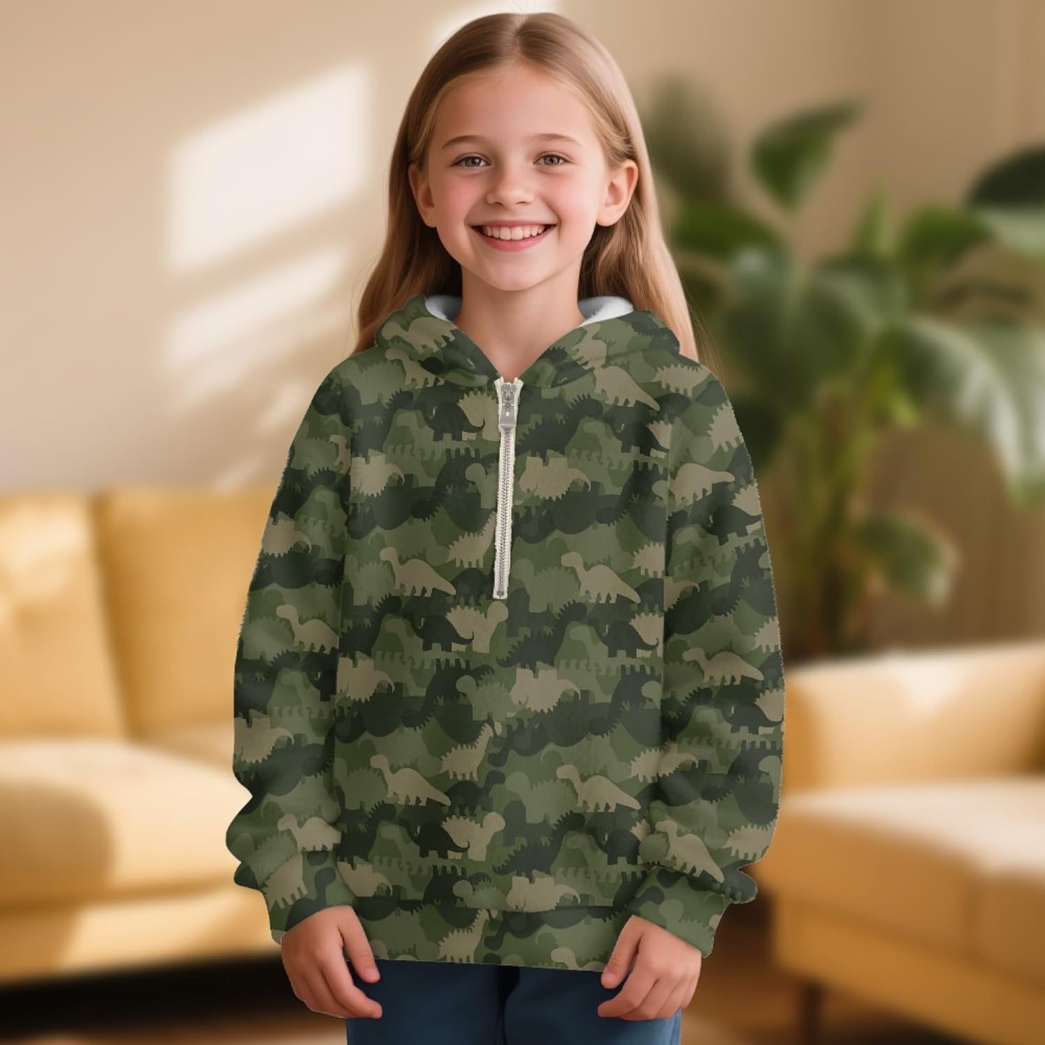 Girls Half Zip Pullover Hooded Sweatshirt Fleece Quarter Zip Pullover Hoodie Zip Up Party Kids Sweatshirt Jacket