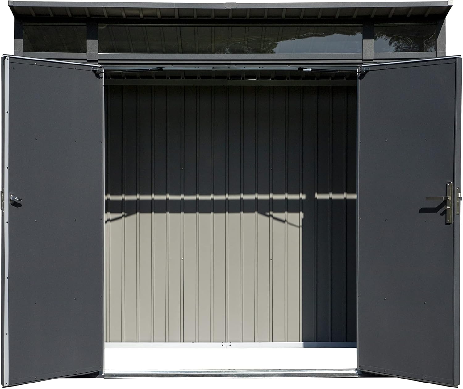 Sojag 8' x 5' Denali Outdoor Lockable Steel Storage Building with Windows, Anthracite