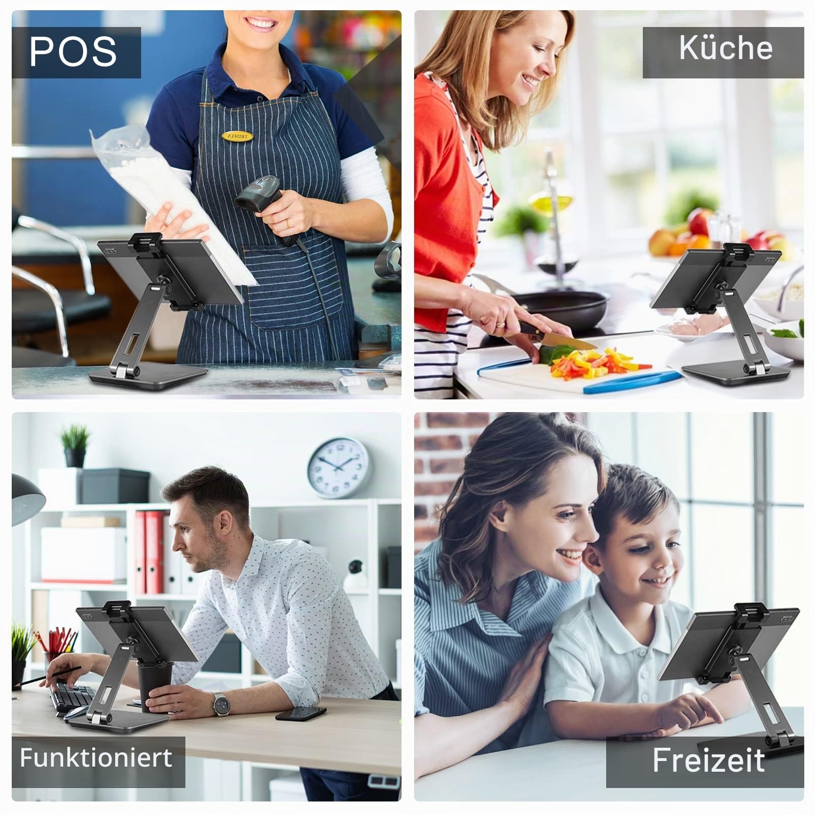 Tablet Ständer Verstellbar & Faltbar, Schwerer Aluminium Tablet Halterung Halter Tisch, kompatibel mit iPad Pro/Air/Mini, Samsung Tab, Surface Pro, Kindle Fire (7-13 Zoll) (Dunkelgrau)