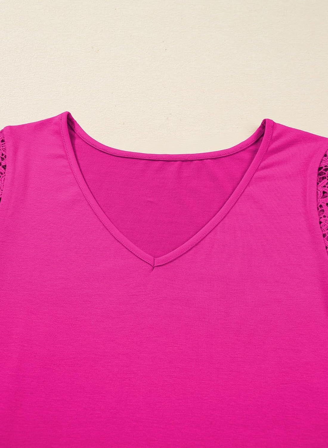 SHEWIN Womens Lace Tops Casual V Neck Short Sleeve Shirts Loose Tunic Top 2026 - Image 7