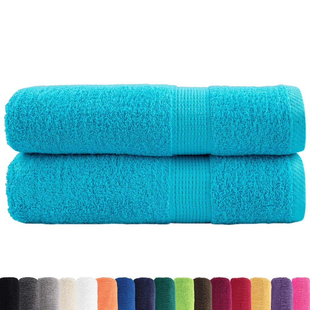 Home & Garden,Linens & Bedding,Towels,Premium Shower Towels 2 pcs Turquoise 70x140 cm 600 GSM 100% Cotton