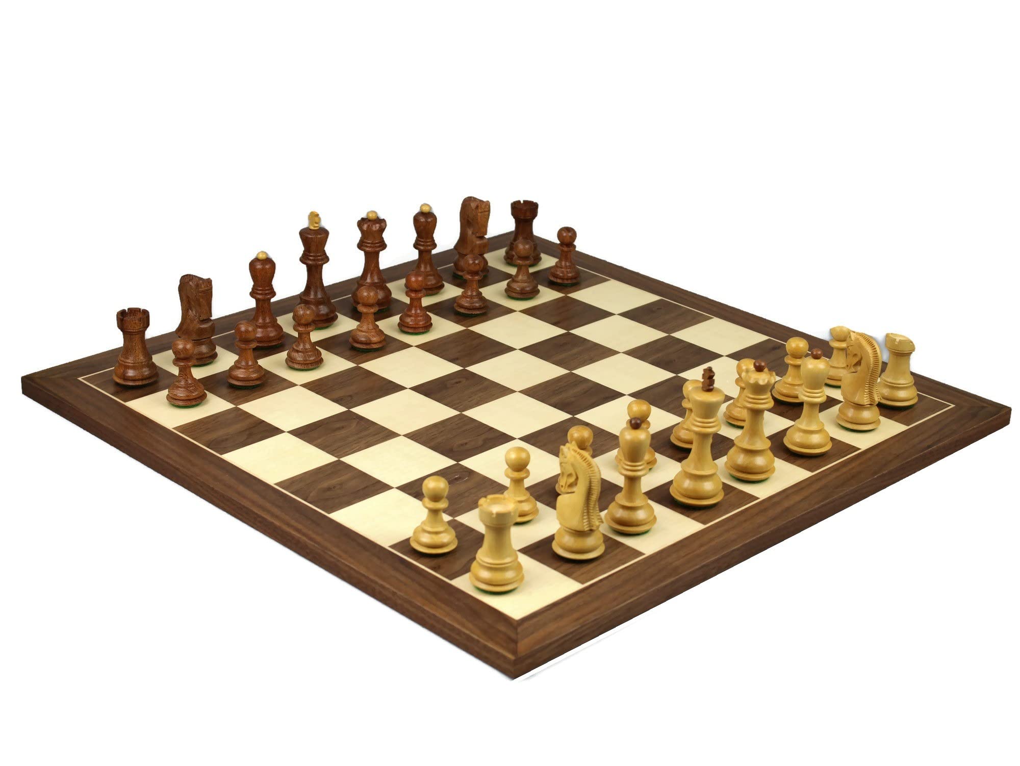 Set di scacchi in legno con tavola in noce da 20 pollici pesata Sheesham Zagreb Staunton pezzi da 3,75 pollici