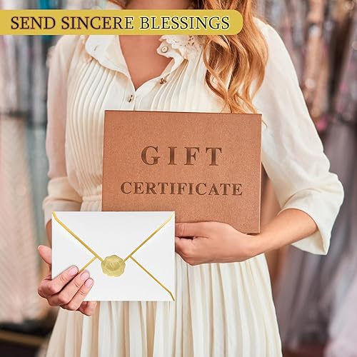 Miniatura 7 de 50 sobres A7 de 5 x 7 sobres de tarjetas con solapa en V con borde dorado para oficina, tarjetas de invitación de boda, tarjetas de felicitación de