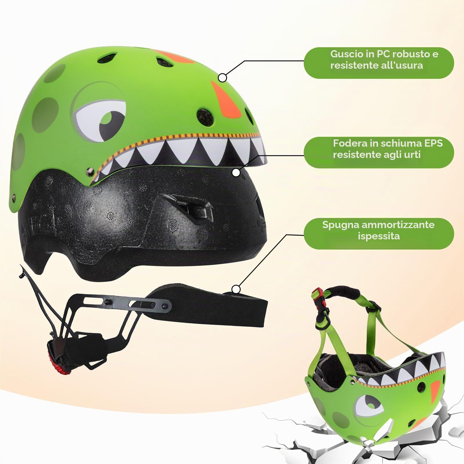 Wdmiya Casco bici per bambini | casco da skater, bicicletta Hoverboard, Pattini, BMX Casco da bicicletta regolabile (taglia: S, 50-54 cm) | per 2-5 Anni